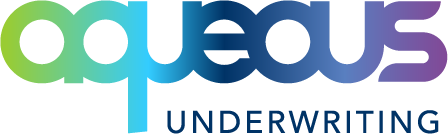 Logo of Aqueous Underwriting with a gradient design in green, blue, and purple, featuring bold, modern lettering.