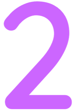 Purple number two on a transparent background.