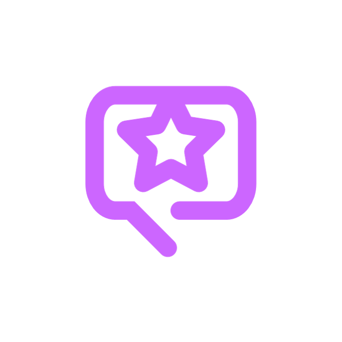 A purple speech bubble with a star inside, symbolizing a standout message or highlight.
